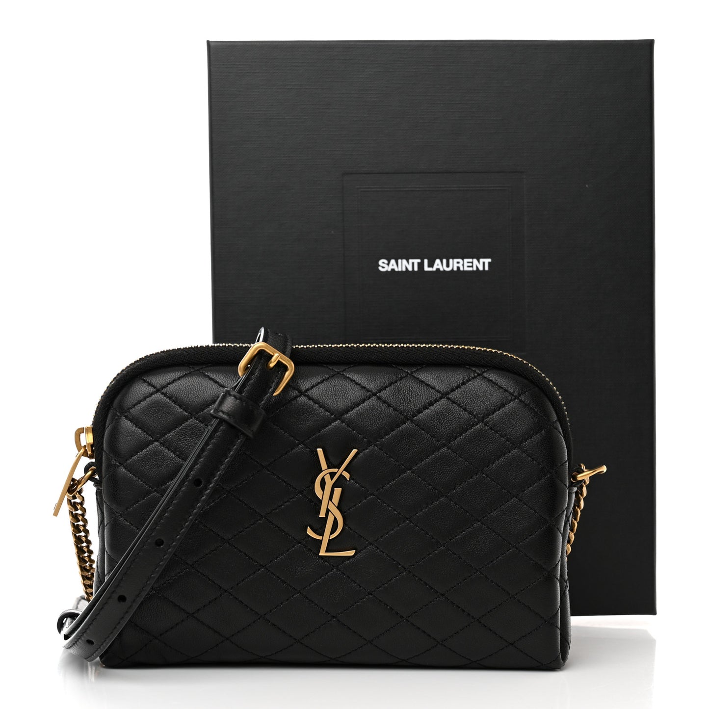 Lambskin Quilted Gaby Zipped Pouch Black
