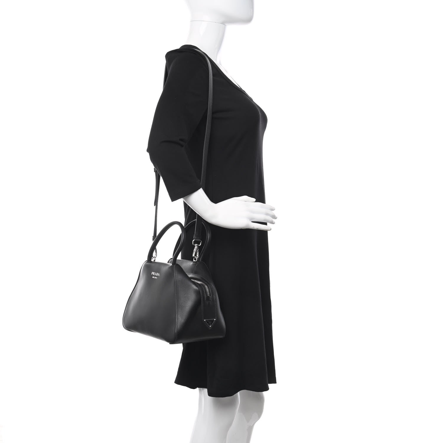 Prada Softy Calfskin Small Supernova Handbag Black 2 of 9