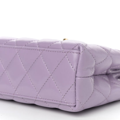 Chanel Shiny Aged Calfskin Quilted Nano Kelly Shopper Lilac 10 of 11
