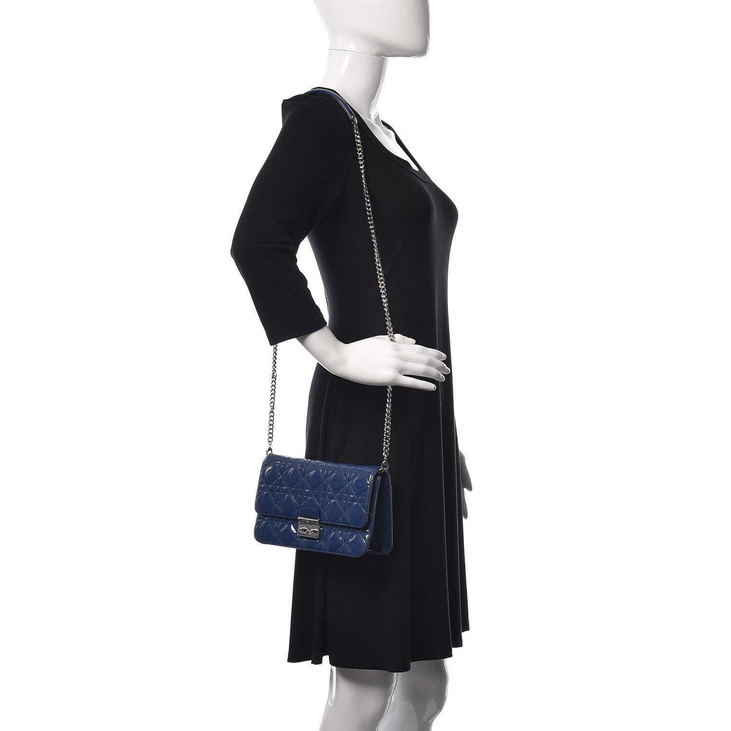 Christian Dior Patent Cannage Miss Dior Promenade Pouch Blue 2 of 11