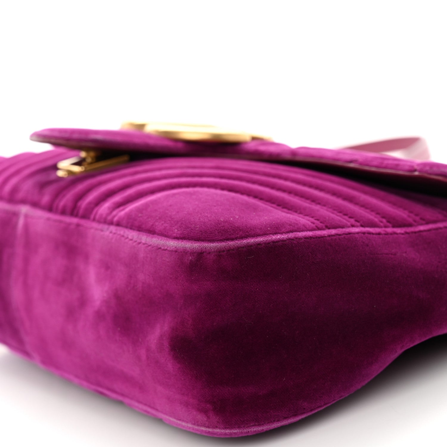 Gucci Velvet Matelasse Medium GG Marmont Shoulder Bag Fuchsia Violet Cyclamen 10 of 14