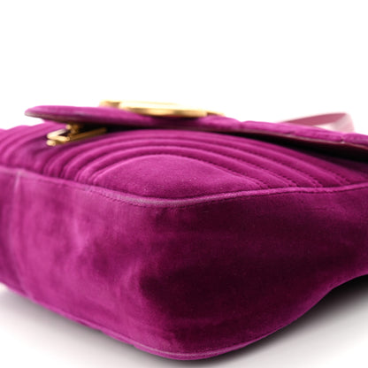 Gucci Velvet Matelasse Medium GG Marmont Shoulder Bag Fuchsia Violet Cyclamen 10 of 14