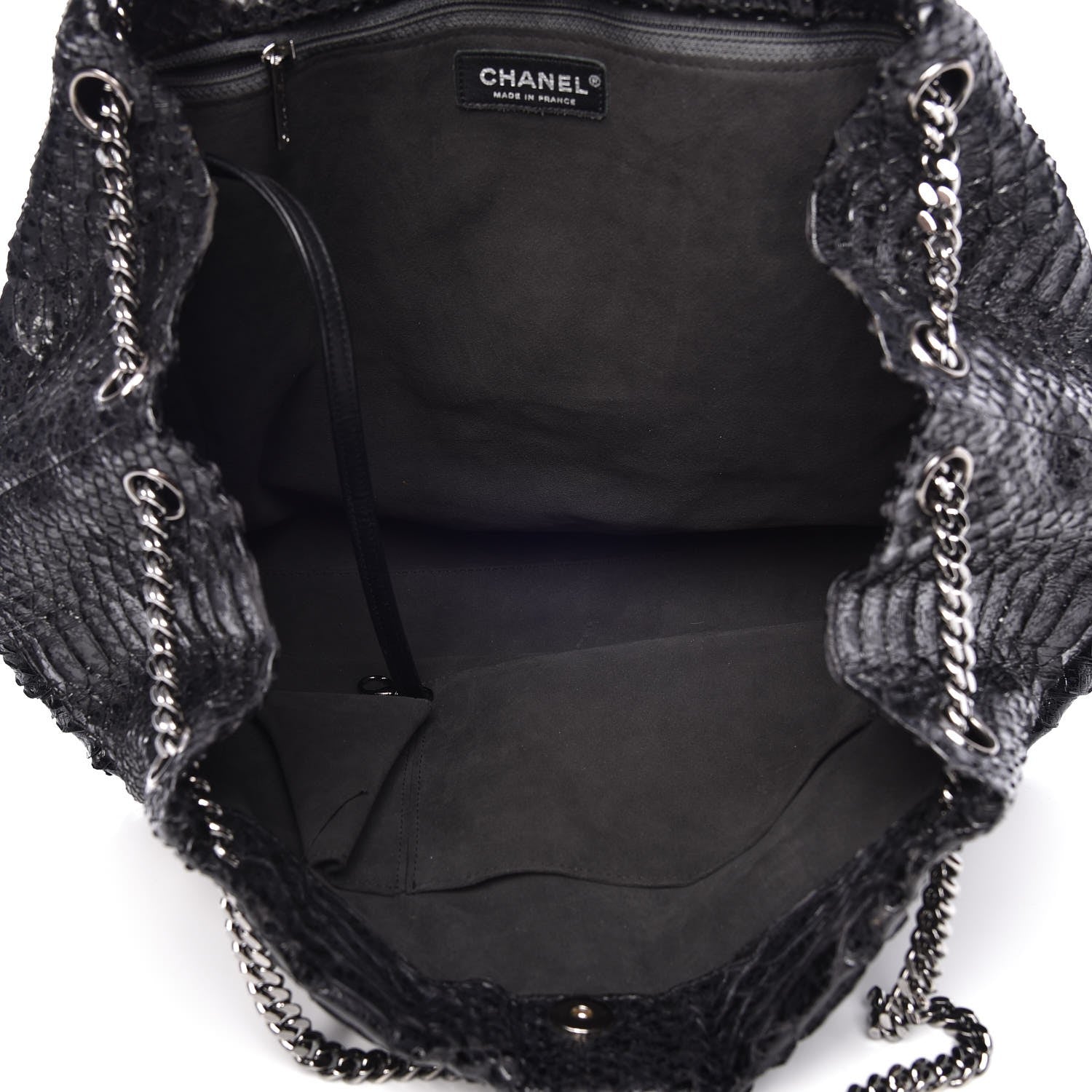 Chanel Python Accordion Tote Black 5 of 7