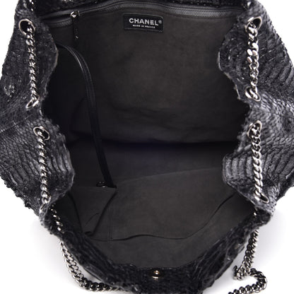 Chanel Python Accordion Tote Black 5 of 7