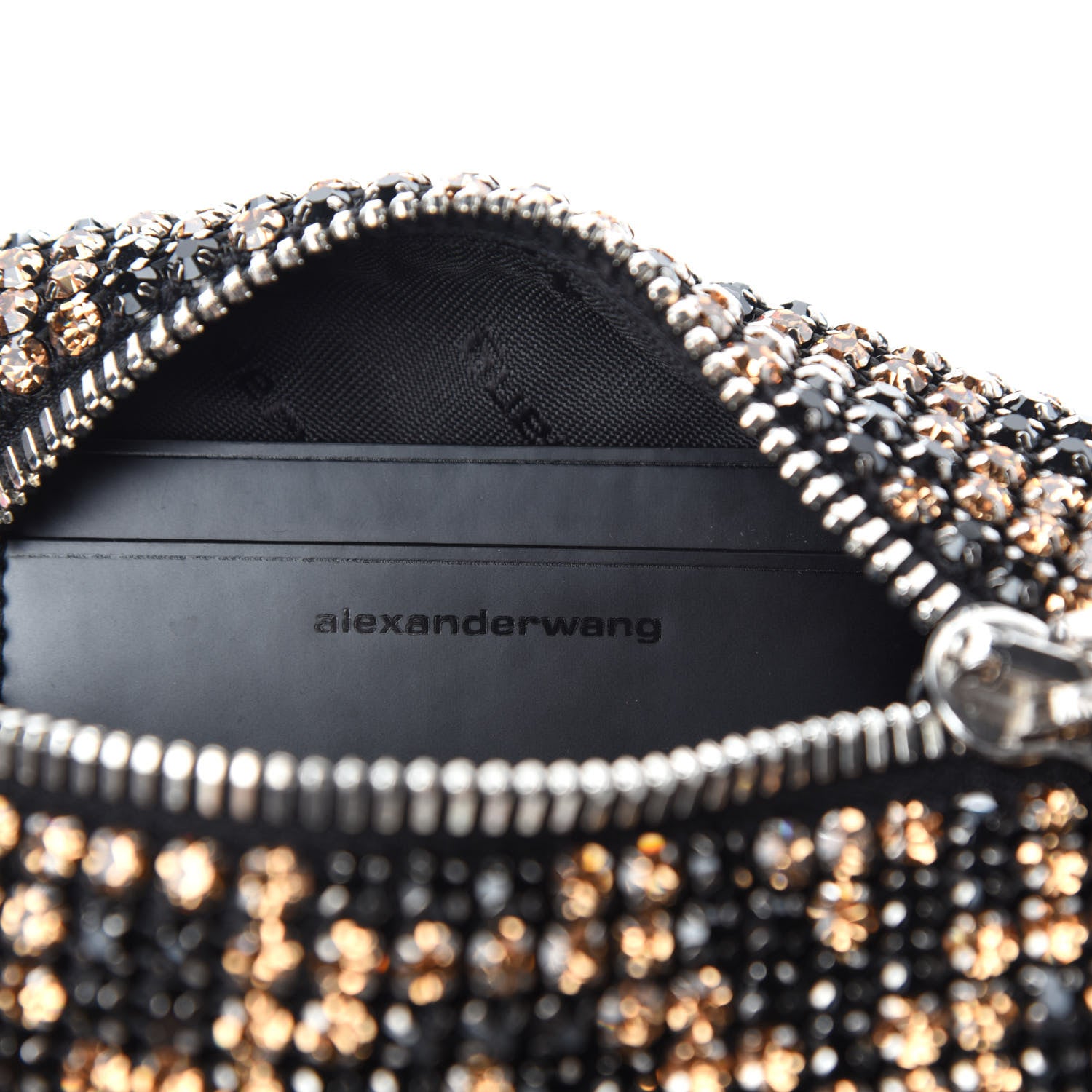 Alexander Wang Mesh Crystal Rhinestone Leopard Mini Heiress Pouch Black Brown 8 of 10