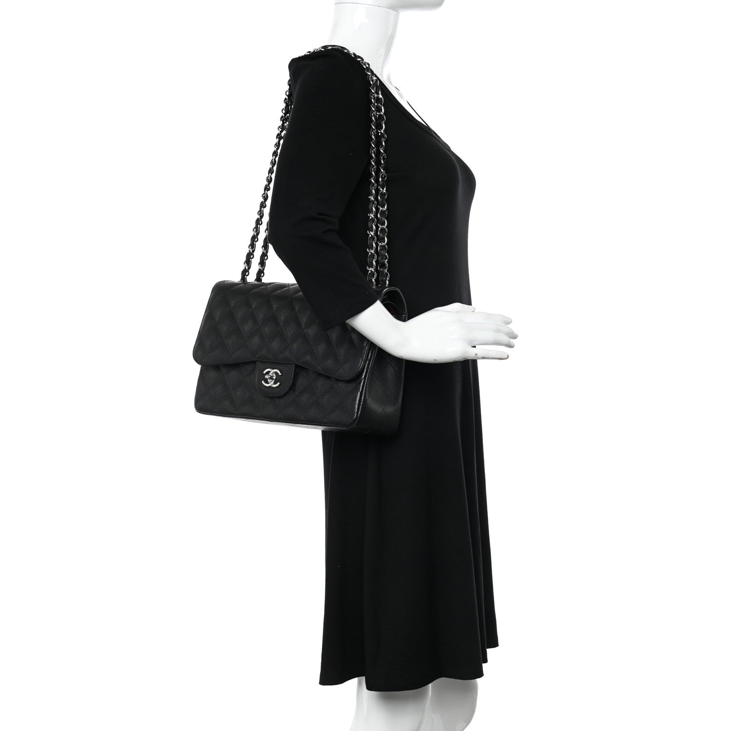 Chanel Caviar Quilted Jumbo Double Flap Black 2 of 9