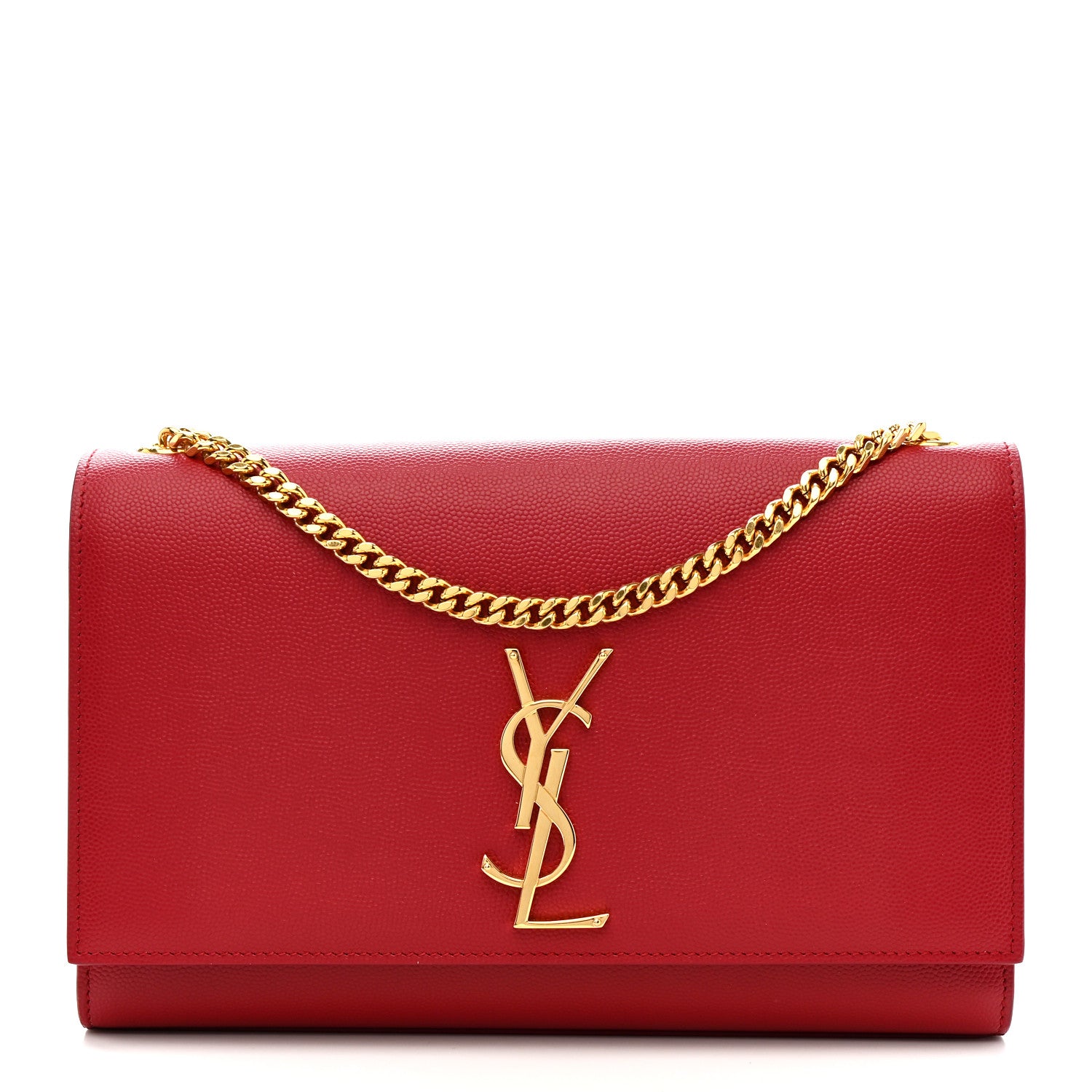 Saint Laurent Grain De Poudre Medium Monogram Kate Satchel Red 1 of 10