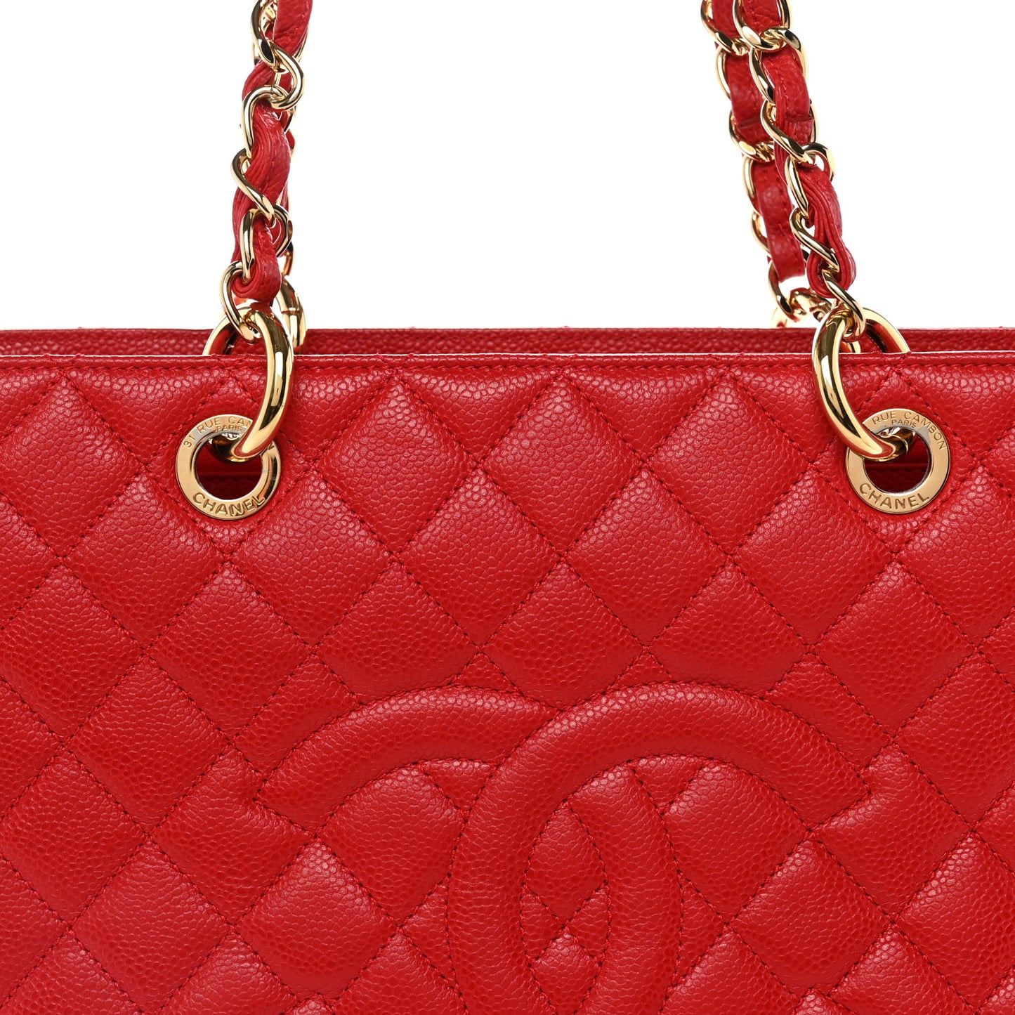 Caviar Quilted Grand Shopping Tote GST Red