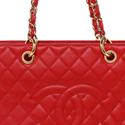Chanel Caviar Quilted Grand Shopping Tote GST Red 9 of 11