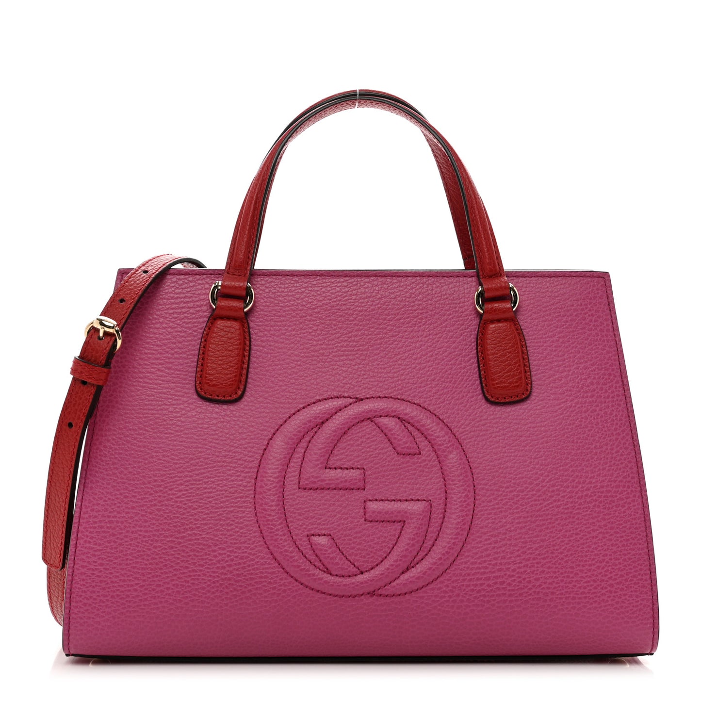 Dollar Calfskin Medium Soho Top Handle Satchel New Rosette Hibiscus Red