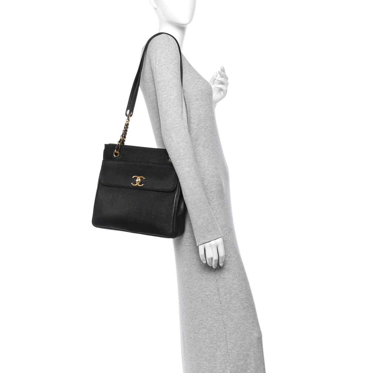 Chanel Caviar Flap Shoulder Bag Black 2 of 10