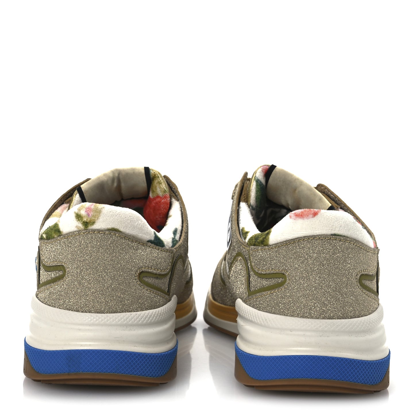 Metallic Calfskin Glitter Mesh Womens Ultrapace Sneakers 39.5 Gold