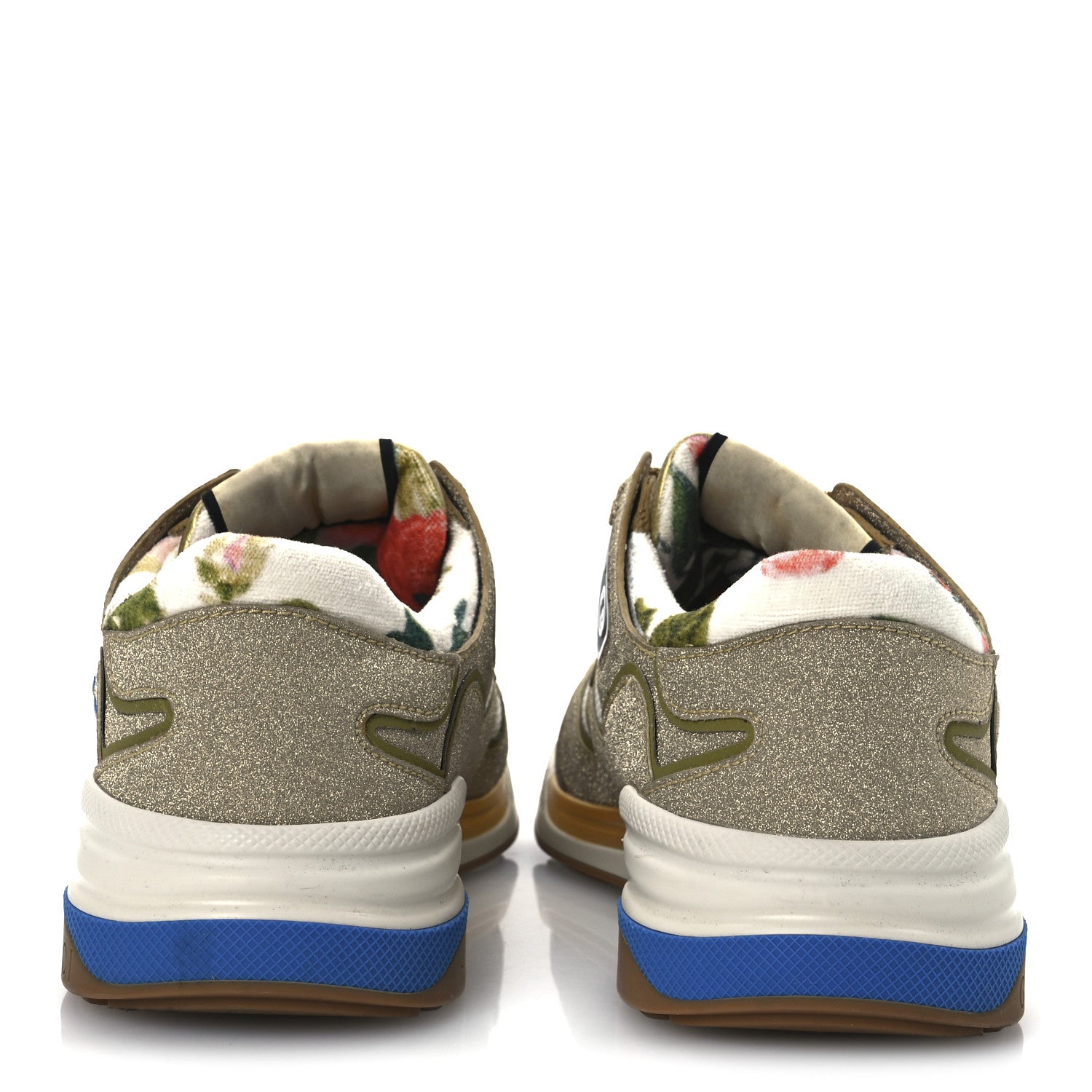 Gucci Metallic Calfskin Glitter Mesh Womens Ultrapace Sneakers 39.5 Gold 6 of 10