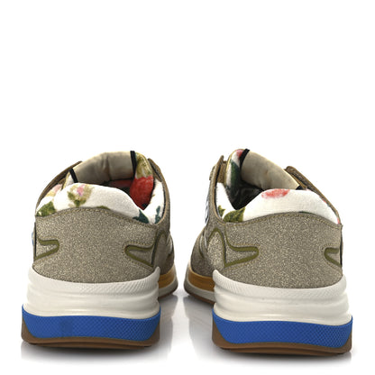 Gucci Metallic Calfskin Glitter Mesh Womens Ultrapace Sneakers 39.5 Gold 6 of 10