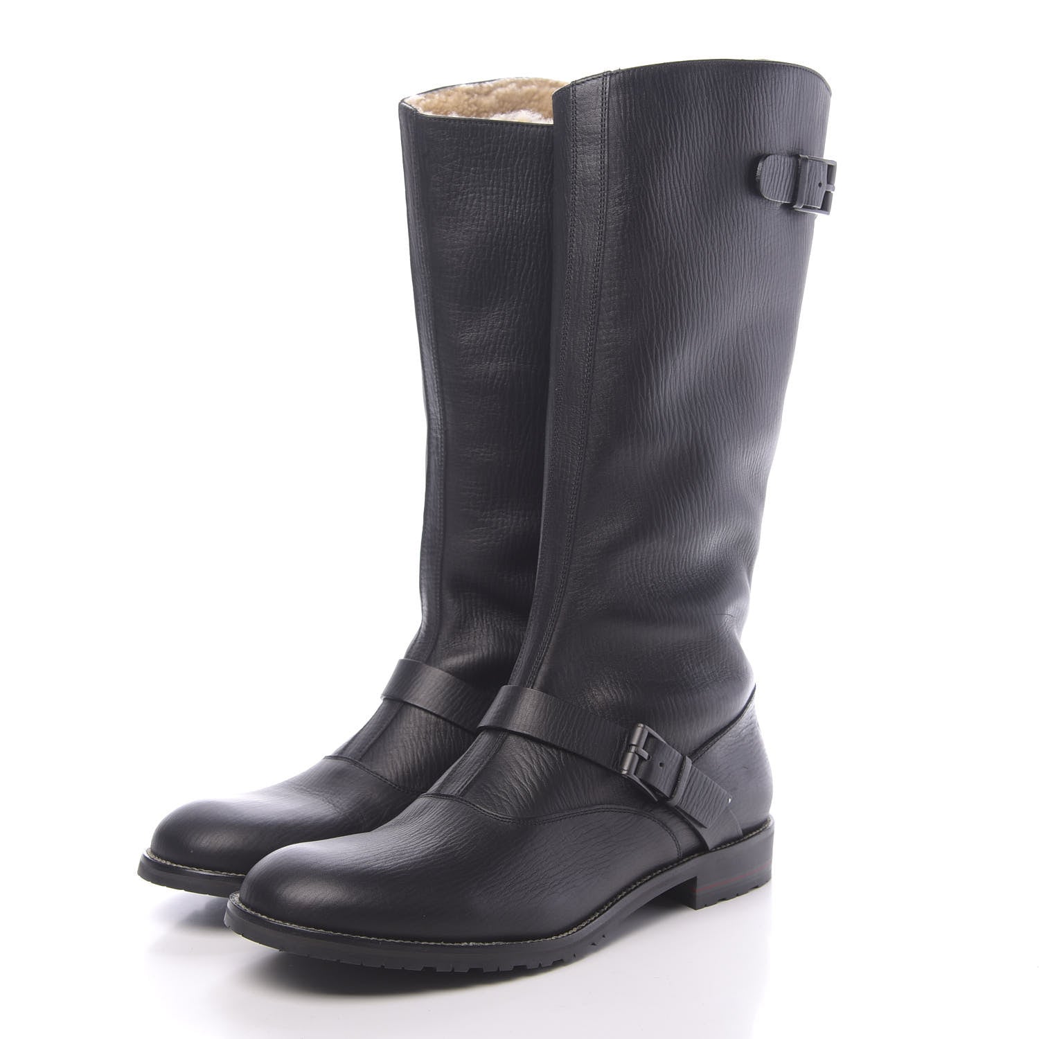 Gucci Calfskin Shearling Boots 11 Black 3 of 9