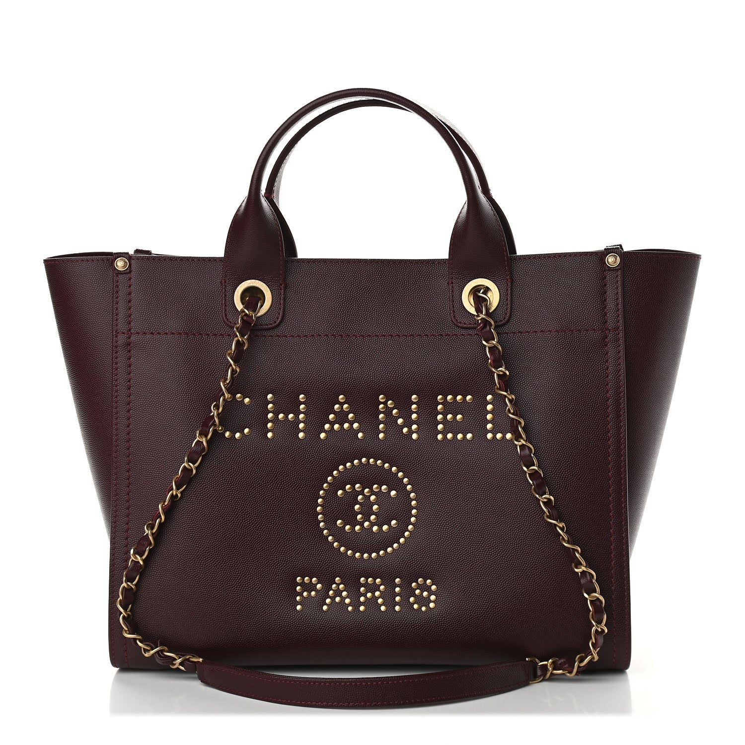 Chanel Caviar Small Studded Deauville Tote Burgundy 1 of 10
