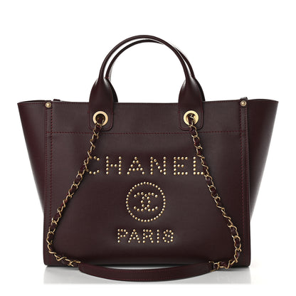 Chanel Caviar Small Studded Deauville Tote Burgundy 1 of 10
