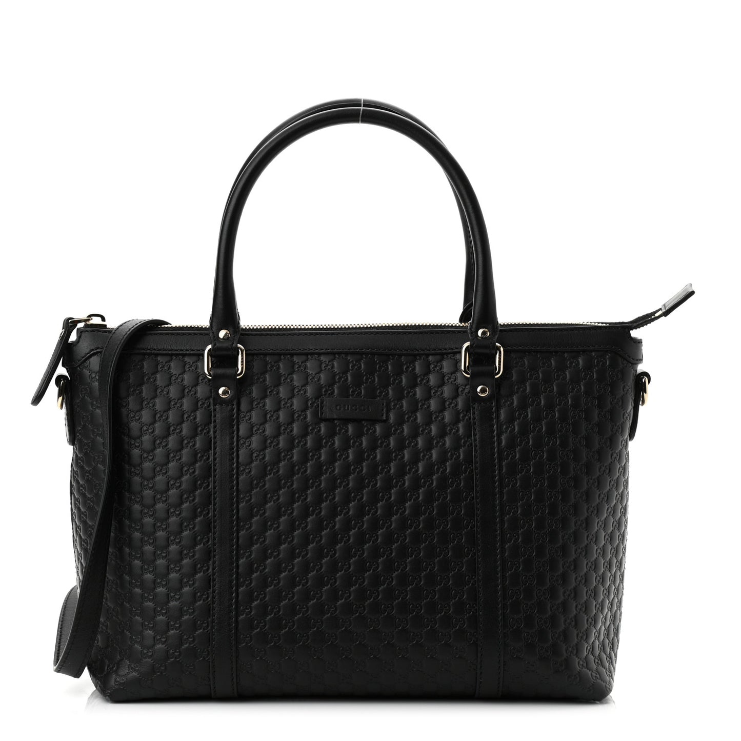 Soft Microguccissima Small Zippered Satchel Black
