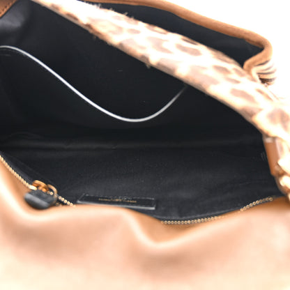 Saint Laurent Smooth Calfskin Canvas Leopard Print Medium Niki Chain Satchel Light Natural 5 of 9