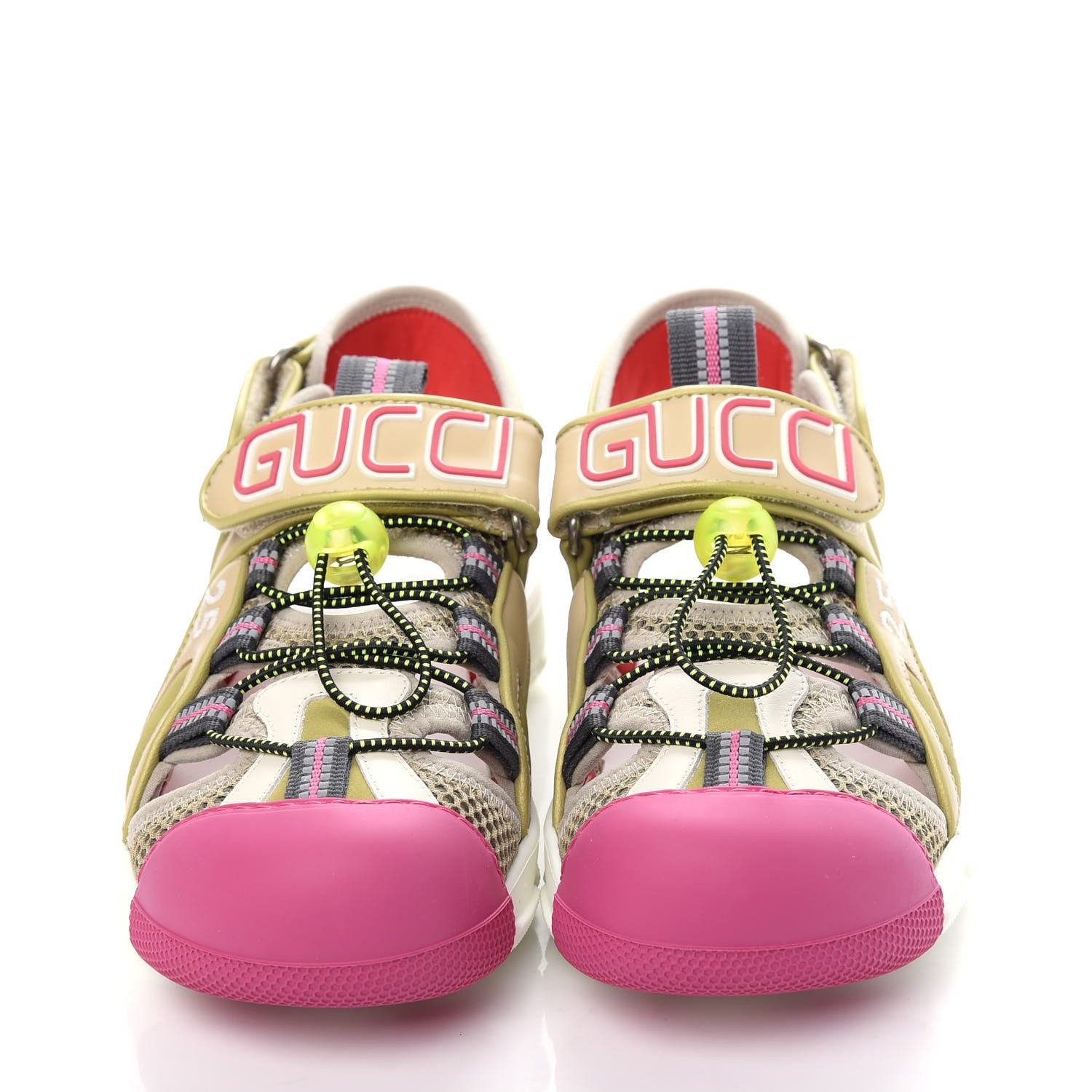 Gucci Mesh Fabric Tinsel Sport Sandals 36 Loess Sand Box Pink 2 of 10