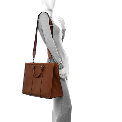 Gucci Calfskin GG Tennis Embossed Large Tote Bag Brown 2 of 12