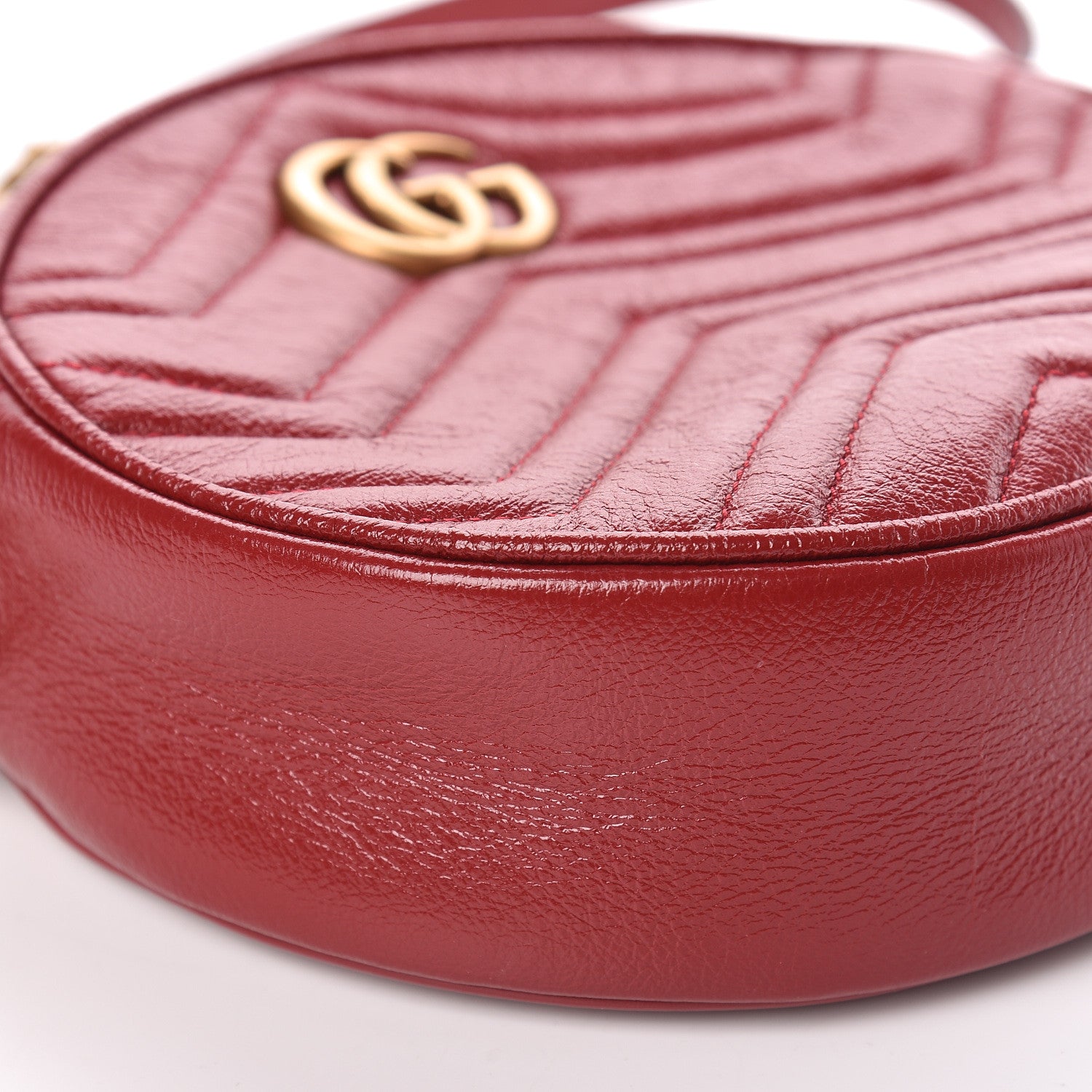 Gucci Glazed Calfskin Matelasse Heart Mini GG Marmont Round Shoulder Bag Romantic Cerise 9 of 10
