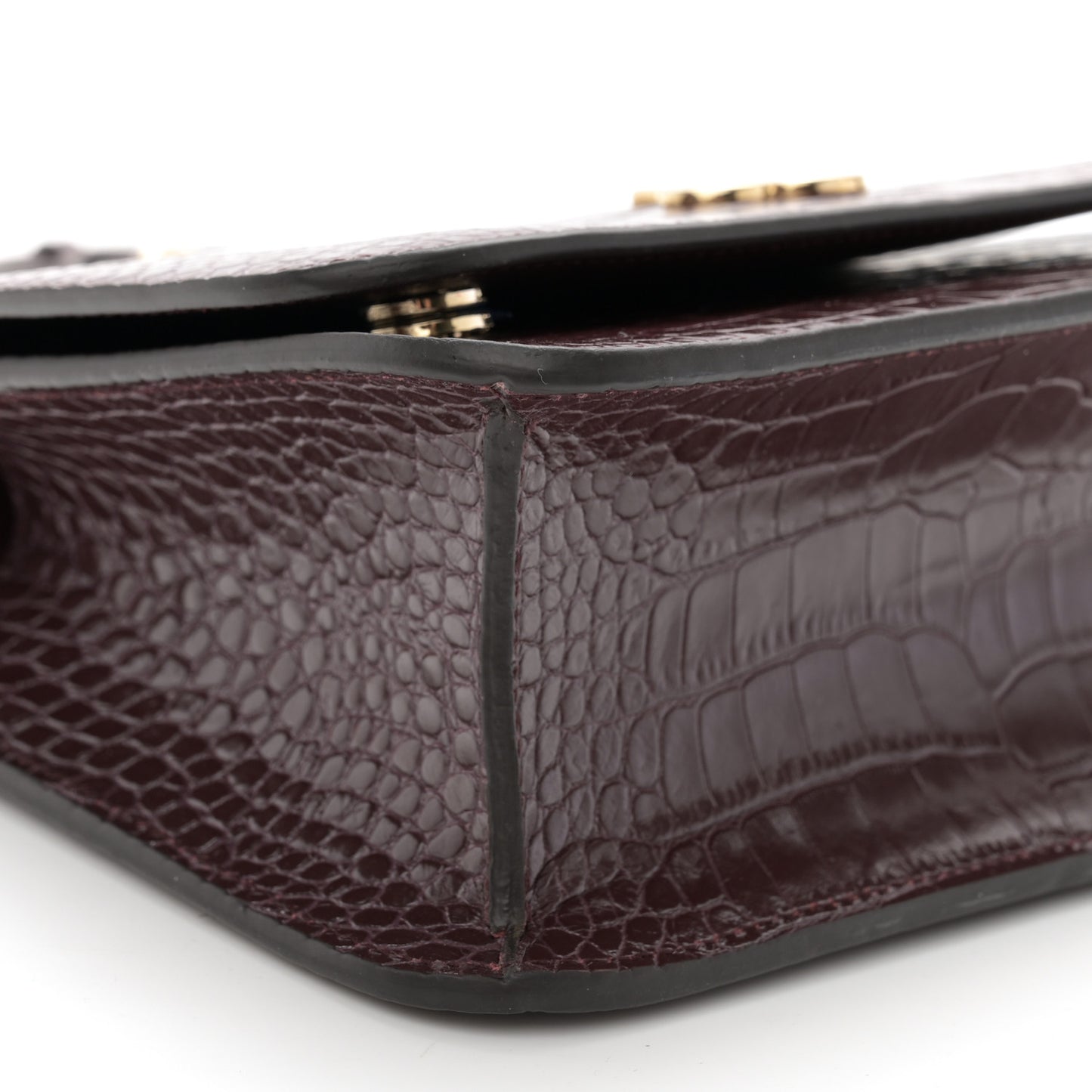 Calfskin Crocodile Embossed Medium JC Top Handle Bordeaux