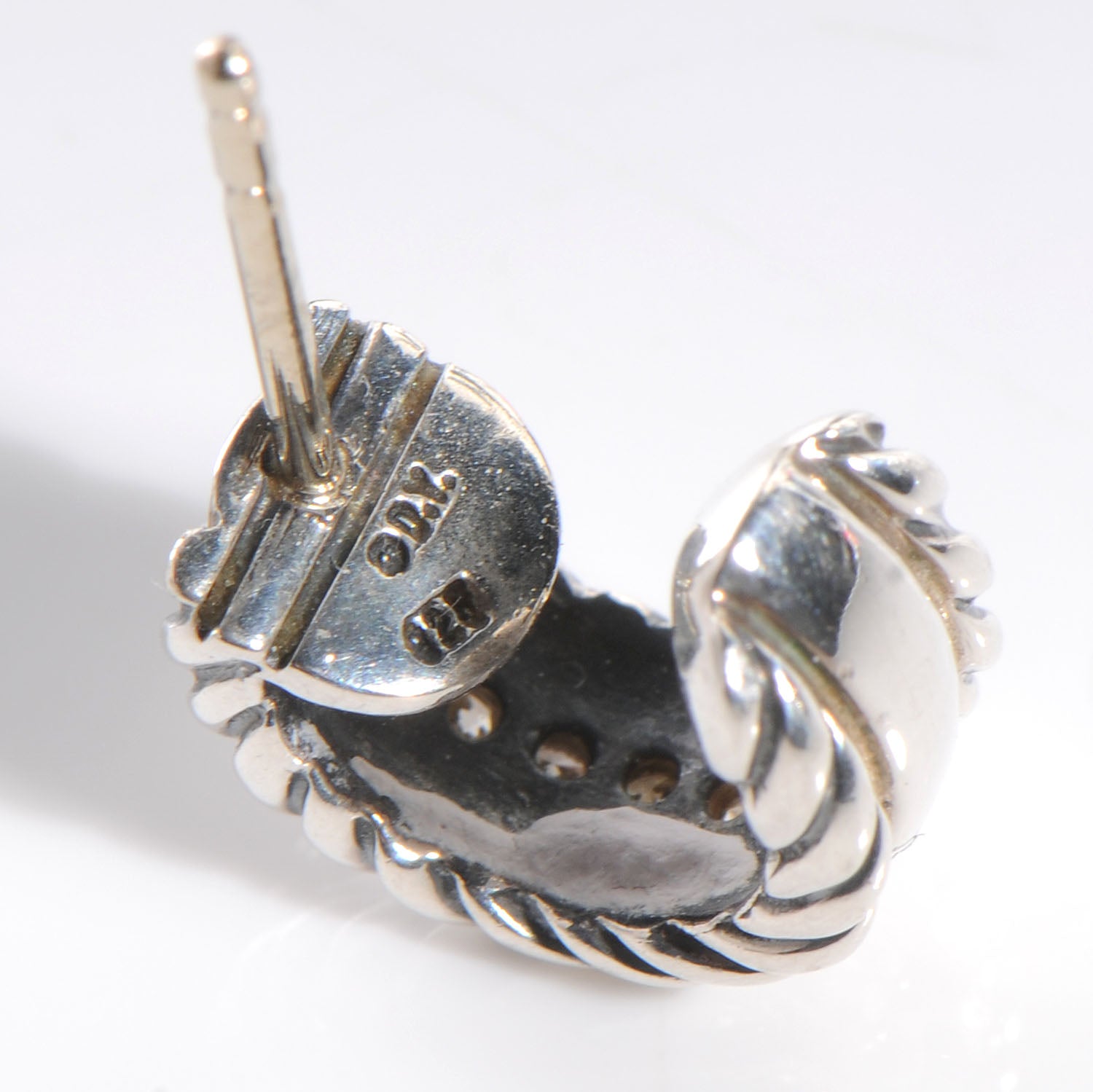 David Yurman Sterling Silver Diamond Cable Classics Extra Small Earrings 5 of 5