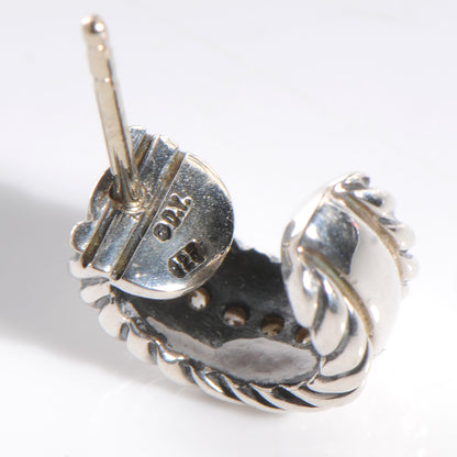 David Yurman Sterling Silver Diamond Cable Classics Extra Small Earrings 5 of 5