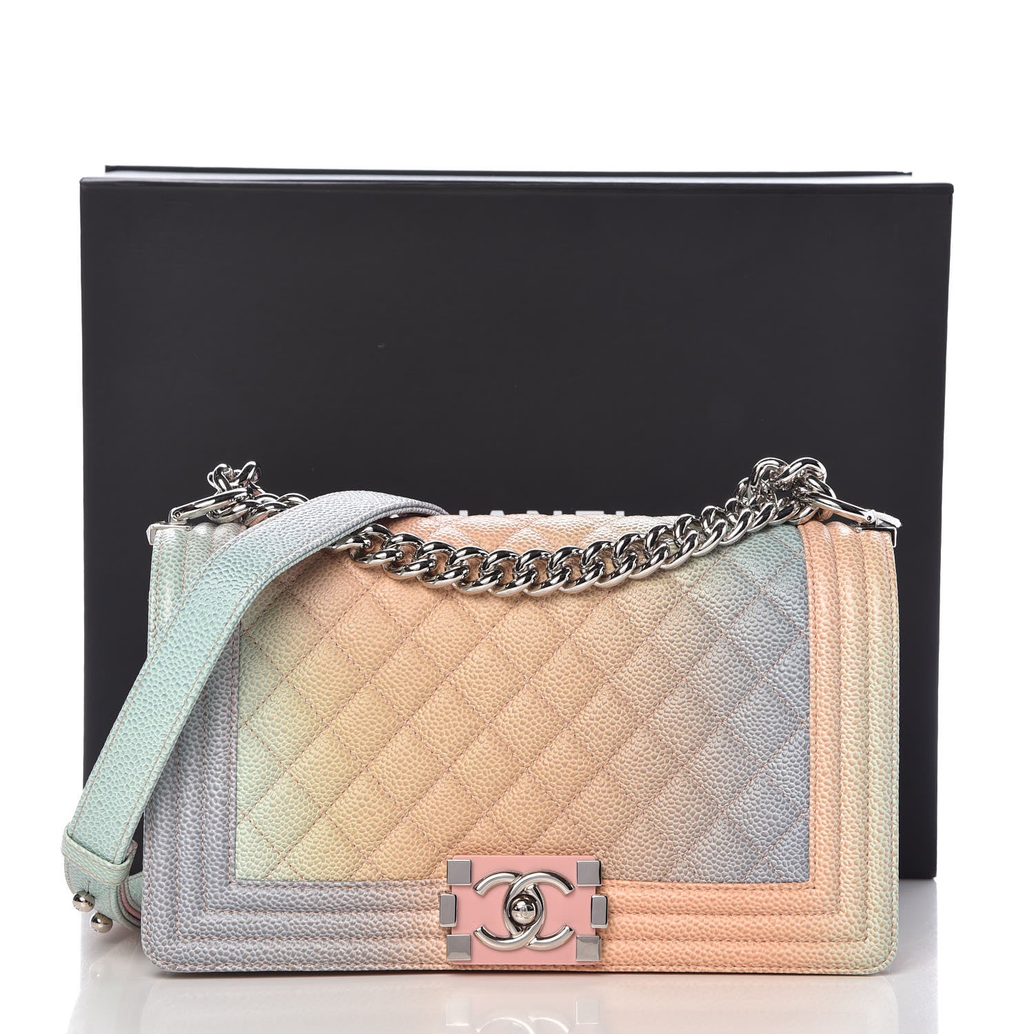 Chanel Caviar Quilted Medium Rainbow Boy Flap Multicolor 12 of 12