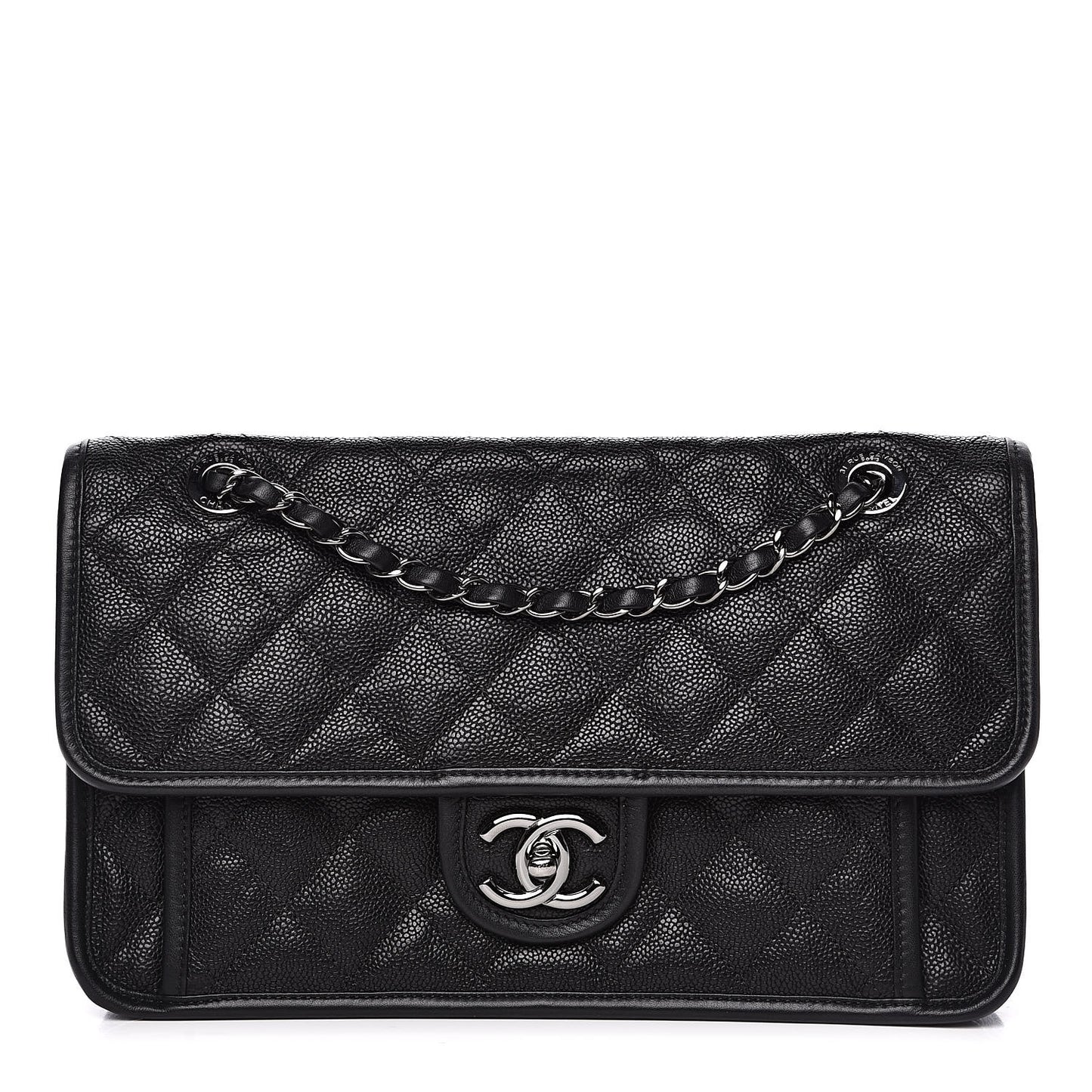 Caviar Quilted Medium French Riviera Flap Black