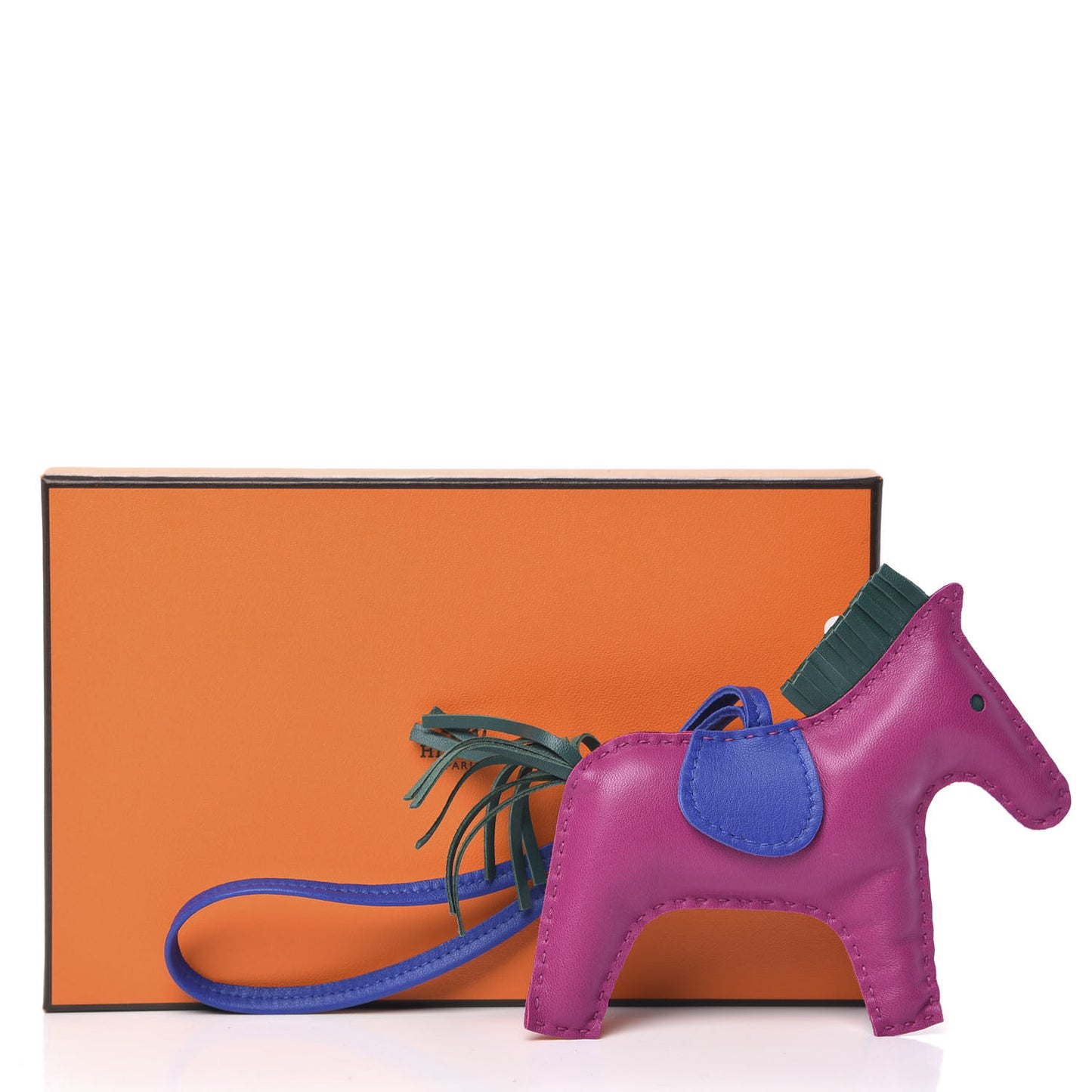Milo Lambskin Grigri Rodeo Horse Bag Charm MM Rose Pourpre Malachite Bleu Electrique