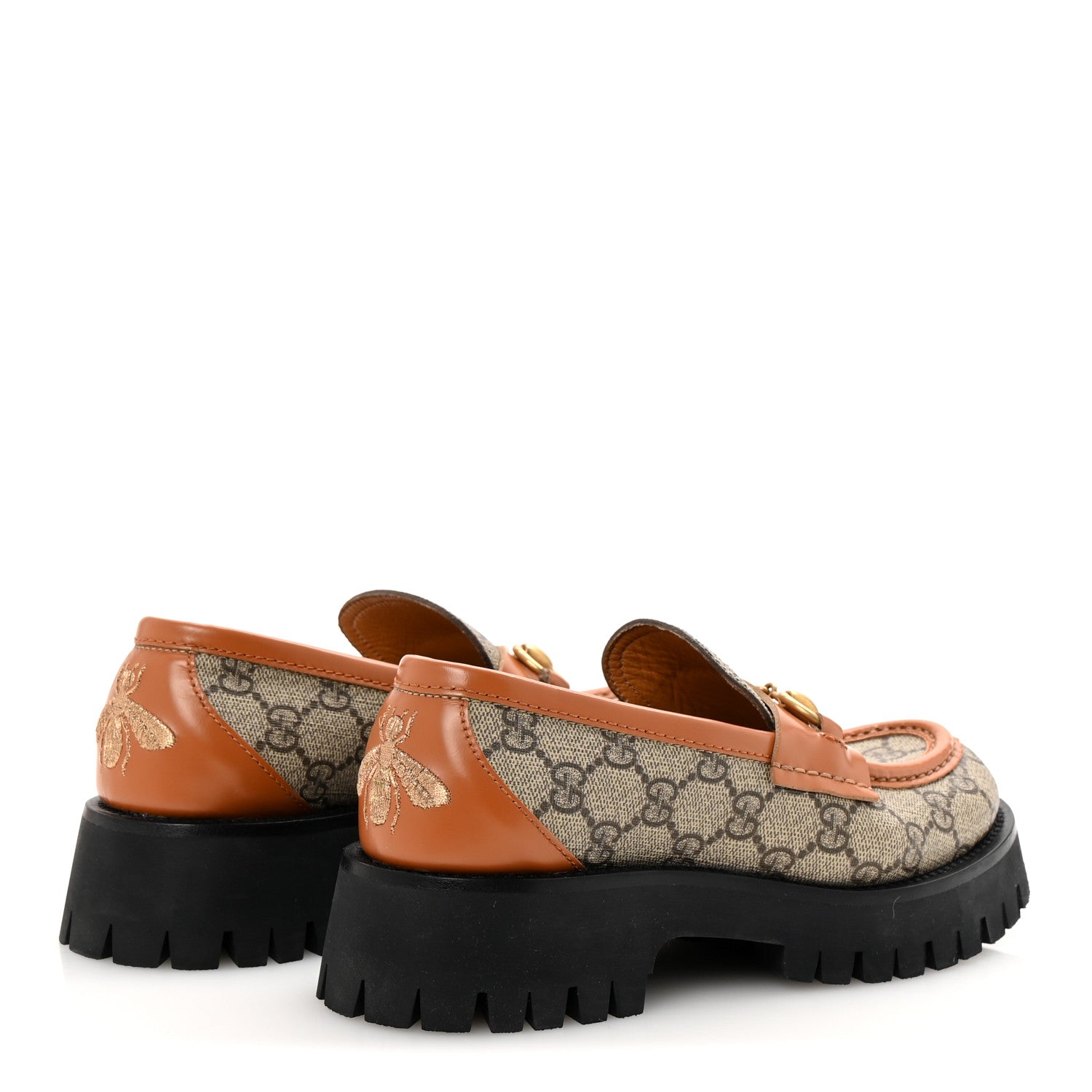 Gucci GG Supreme Monogram Cordovan Lux Womens Harald Horsebit 25mm Platform Loafers 36.5 Beige Ebony 5 of 11