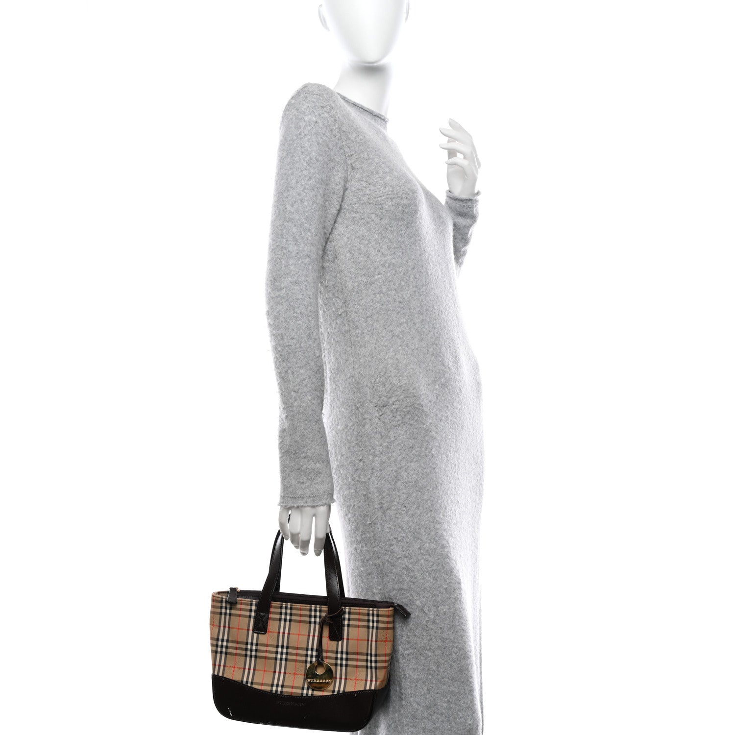Burberry Canvas House Check Mini Tote Black 2 of 12
