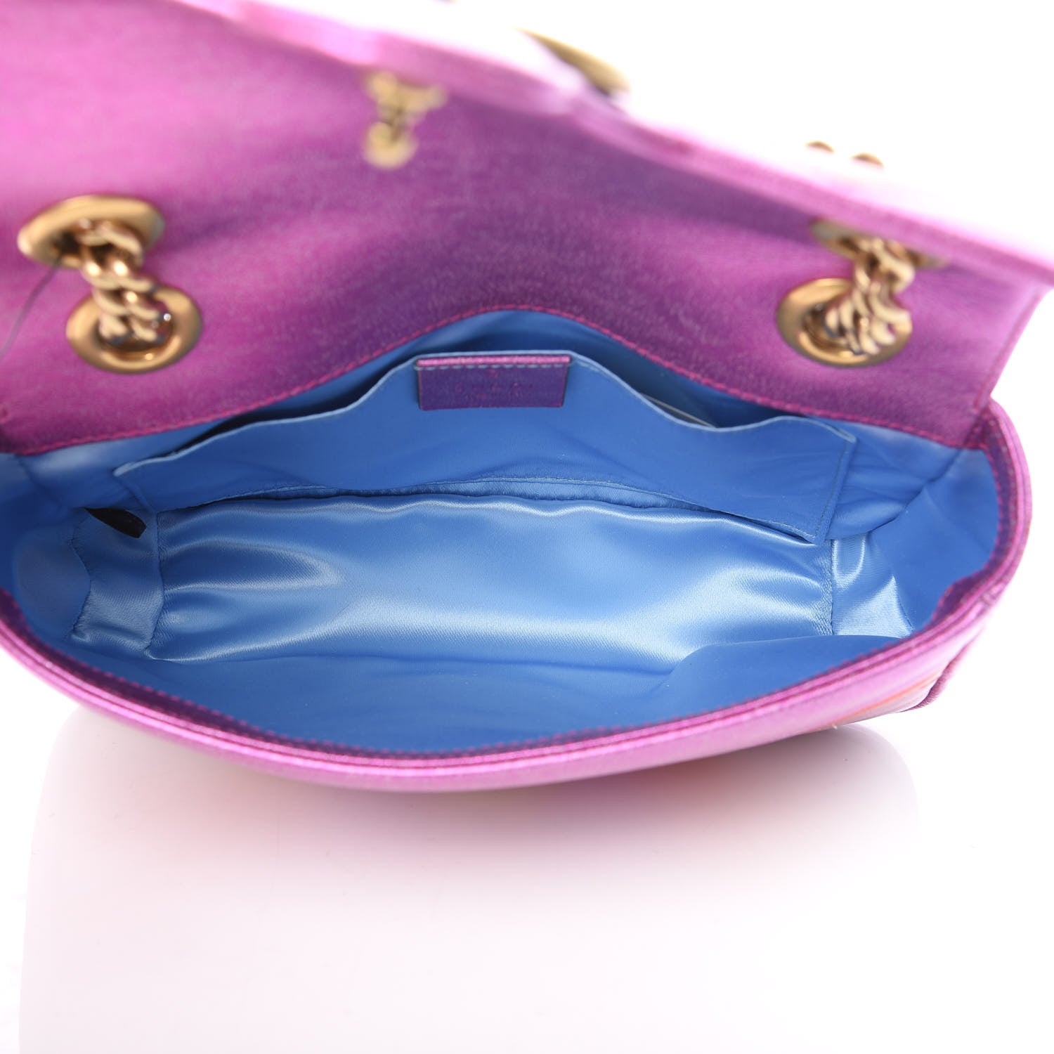 Gucci Metallic Calfskin Matelasse Mini GG Marmont Shoulder Bag Fuchsia 5 of 10