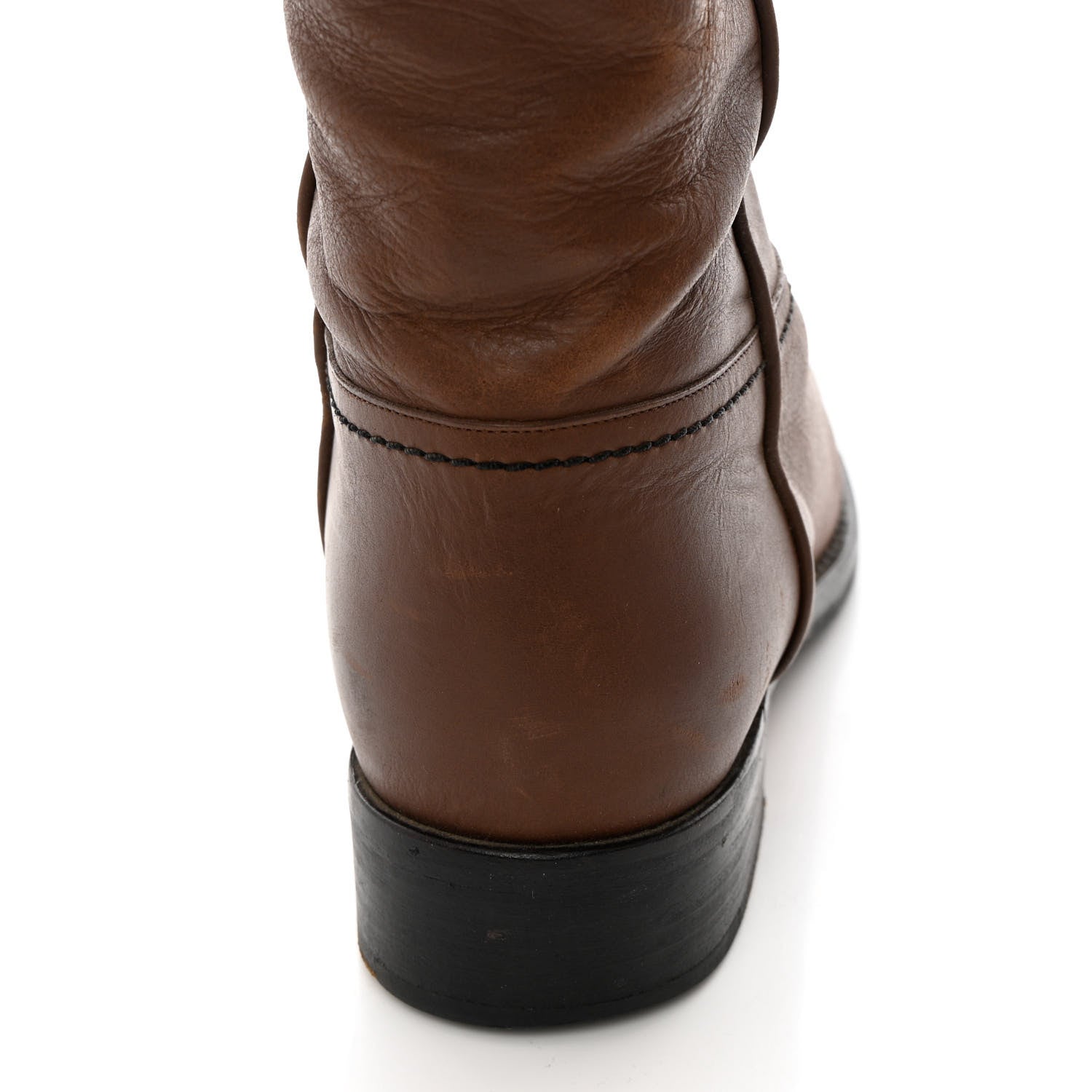 Chanel Calfskin Ascot Knee High CC Boots 36.5 Light Brown 14 of 15