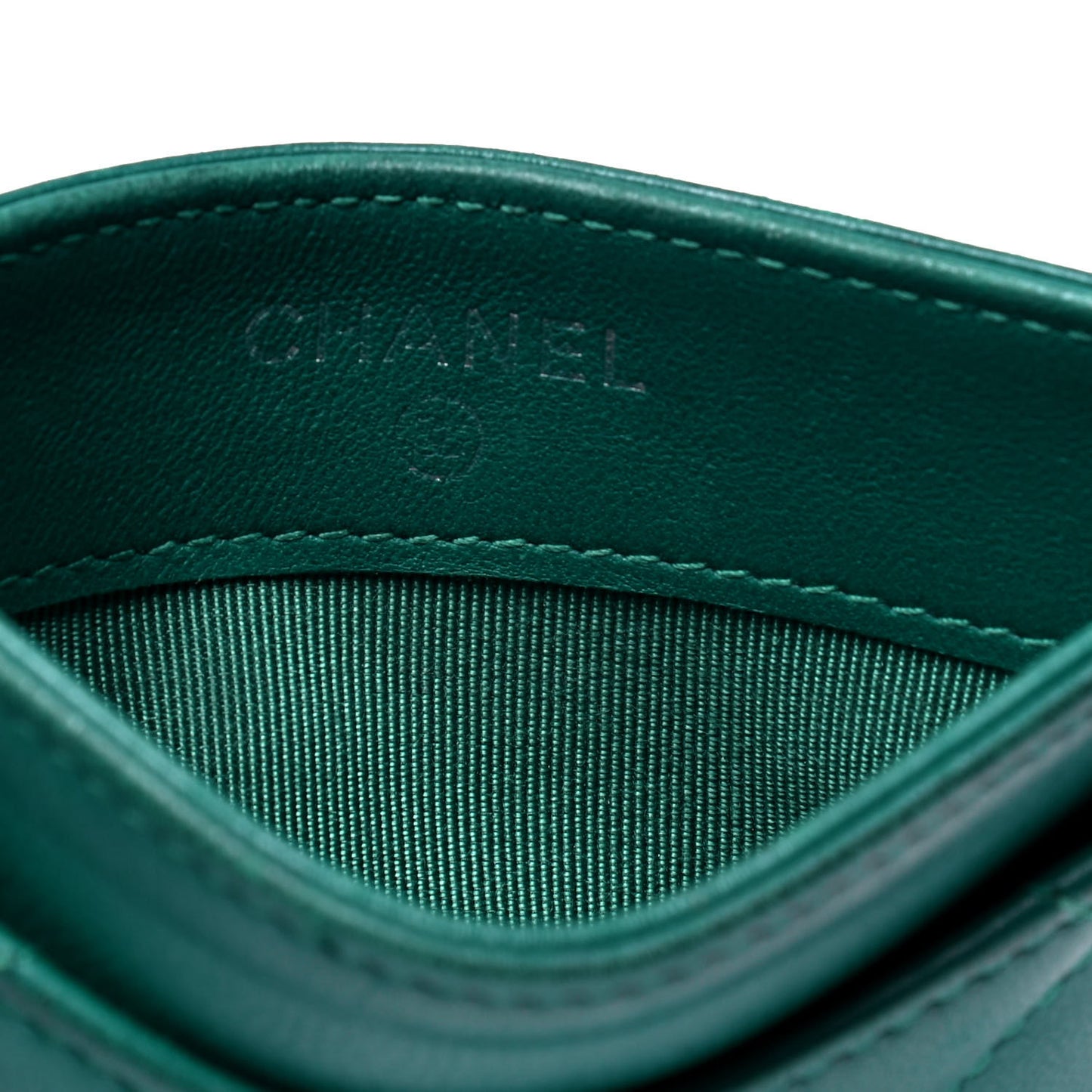 Lambskin Quilted Card Holder Green