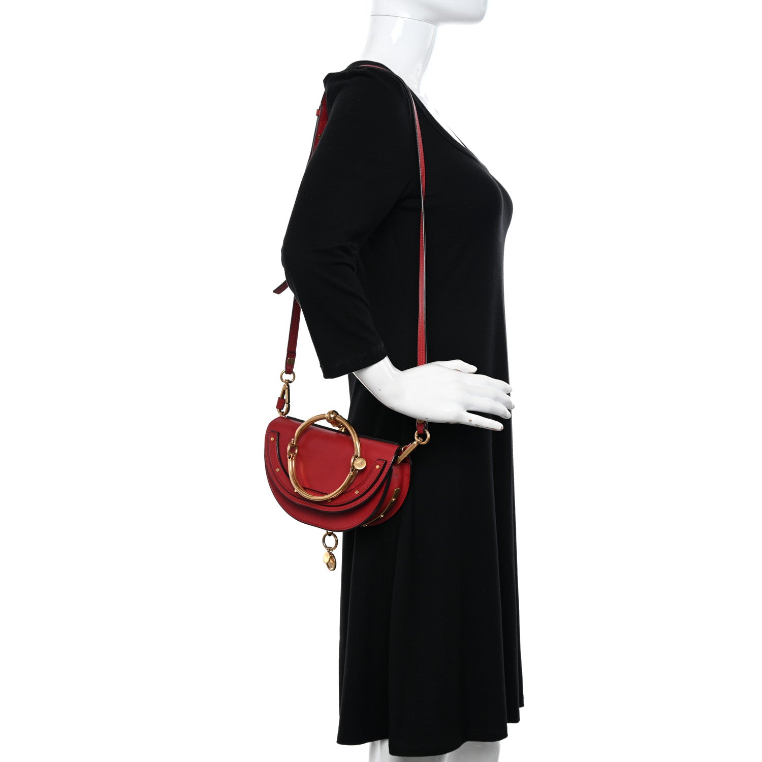 Chloe Calfskin Small Nile Bracelet Minaudiere Bag Dahlia Red 2 of 21