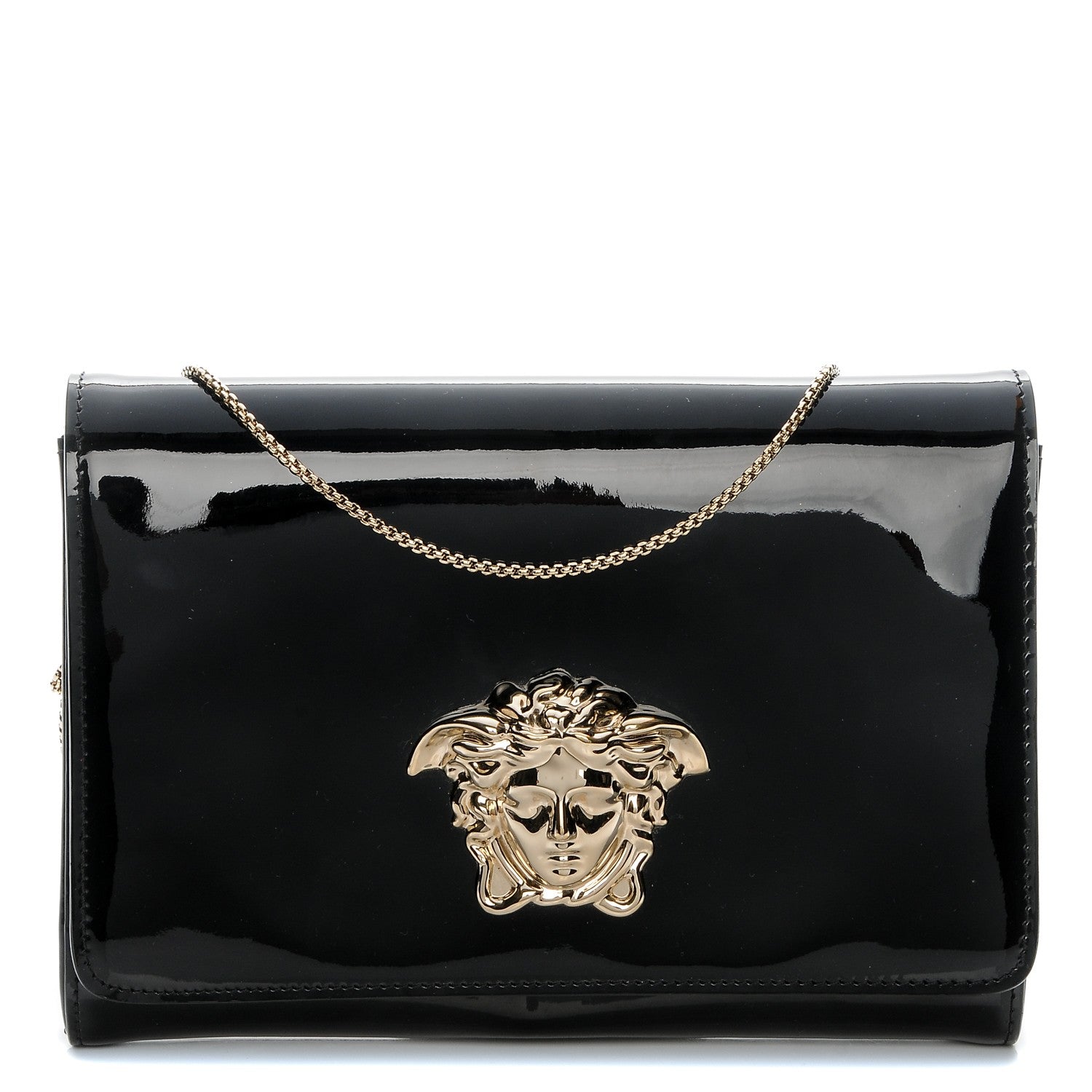 Versace Patent Palazzo Medusa Chain Evening Bag Black 1 of 6