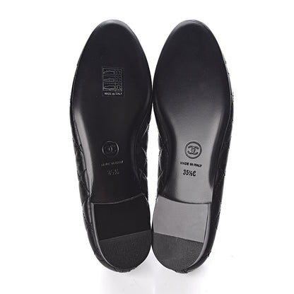 Chanel Aged Calfskin Quilted Cap Toe Ballerina Flats 35.5 Black 6 of 10