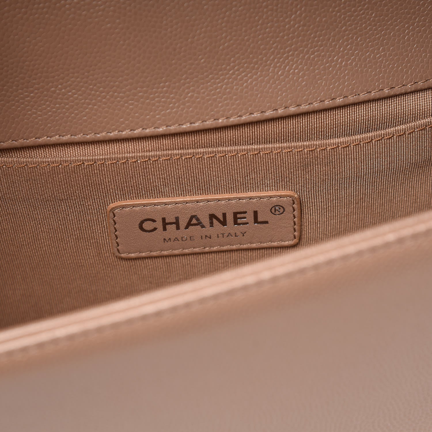 Chanel Caviar Chevron Quilted Medium Boy Flap Dark Beige 6 of 12