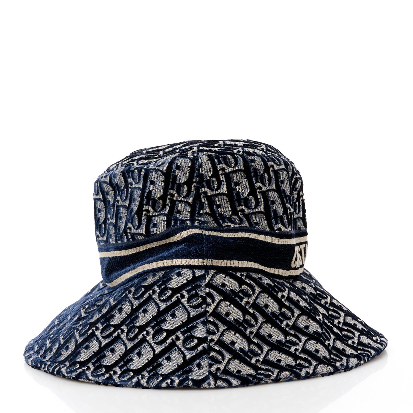 Velvet Oblique Large Brim Bucket Hat 57 Bleu Marine