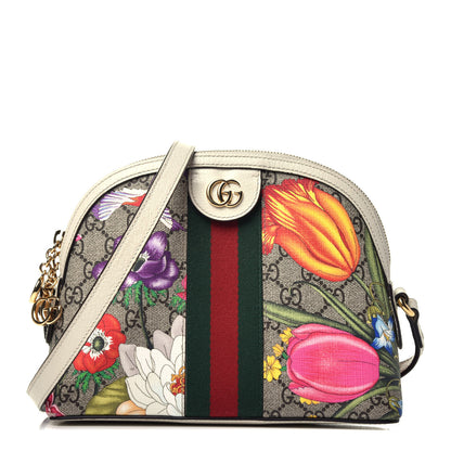 Gucci GG Supreme Monogram Flora Web GG Small Ophidia Dome Shoulder Bag White 1 of 11