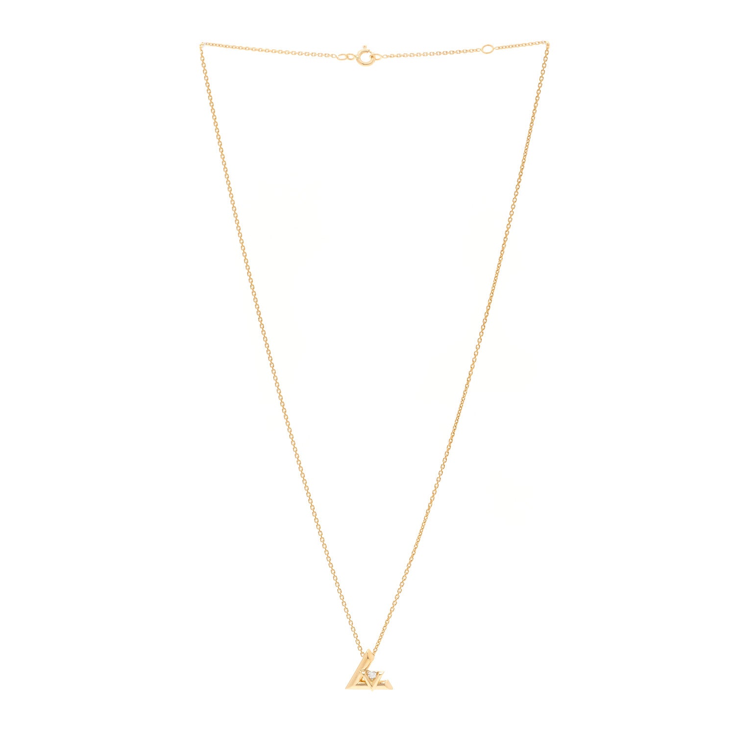 Louis Vuitton 18K Yellow Gold Diamond Small LV Volt One Pendant Necklace 3 of 6