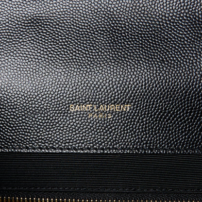 Saint Laurent Grain De Poudre Matelasse Chevron Large Monogram Satchel Black 6 of 11