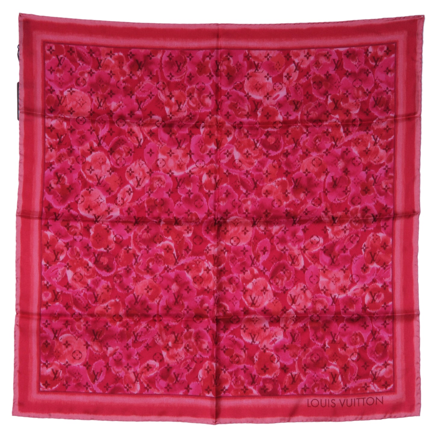 Silk Monogram Ikat Summer Square Scarf Rose Indien