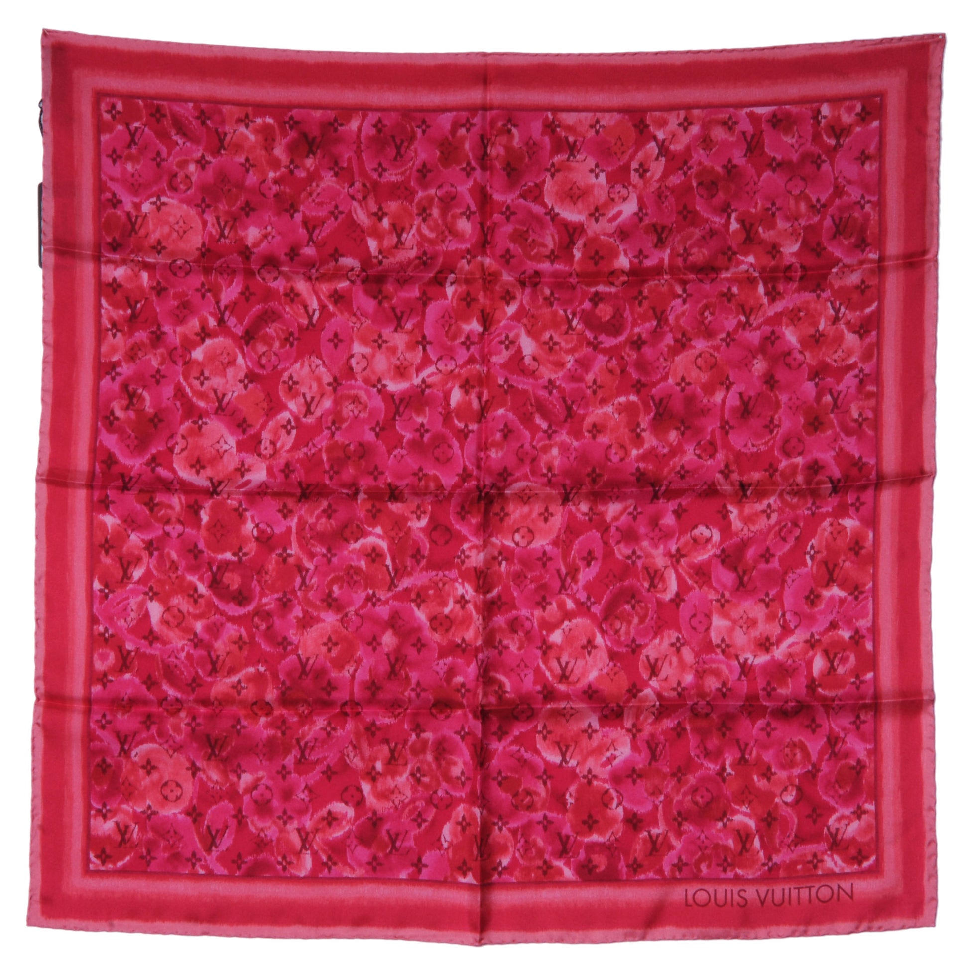 Louis Vuitton Silk Monogram Ikat Summer Square Scarf Rose Indien 2 of 5
