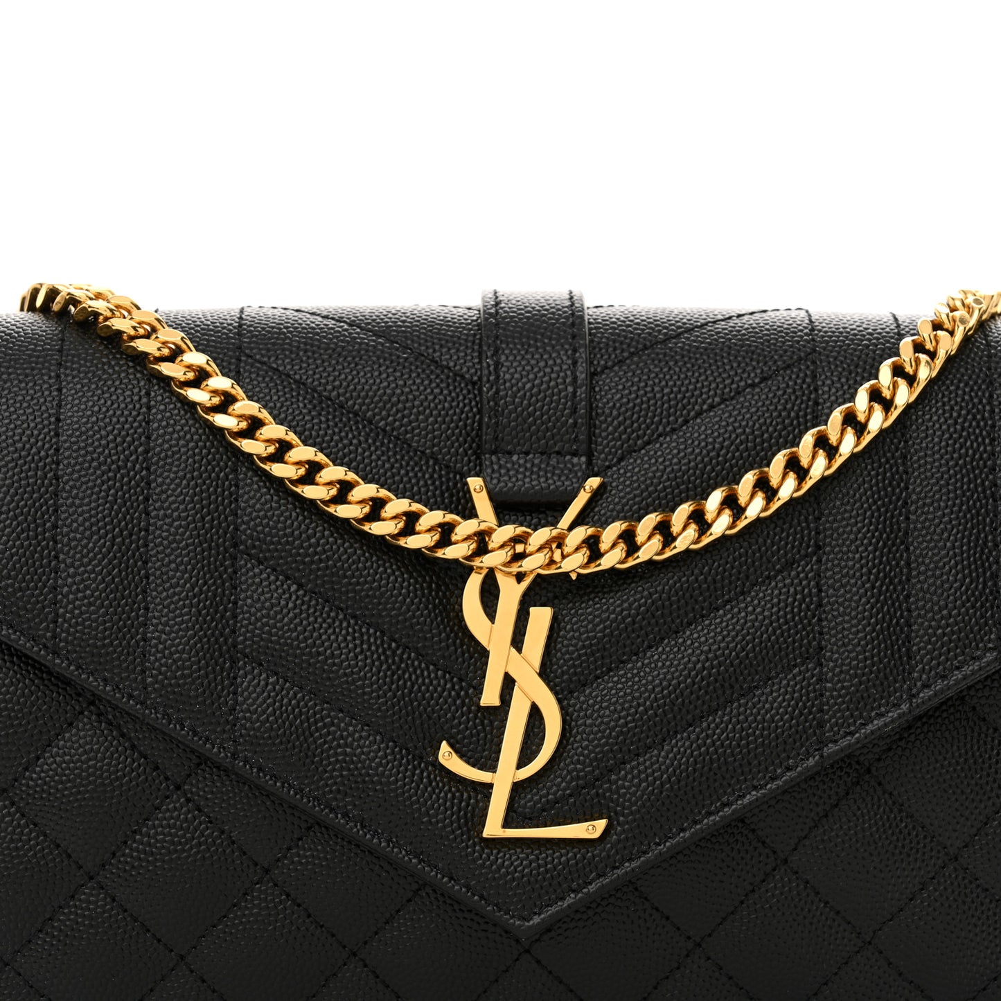 Grain De Poudre Mixed Matelasse Triquilt Monogram Chain Wallet Black