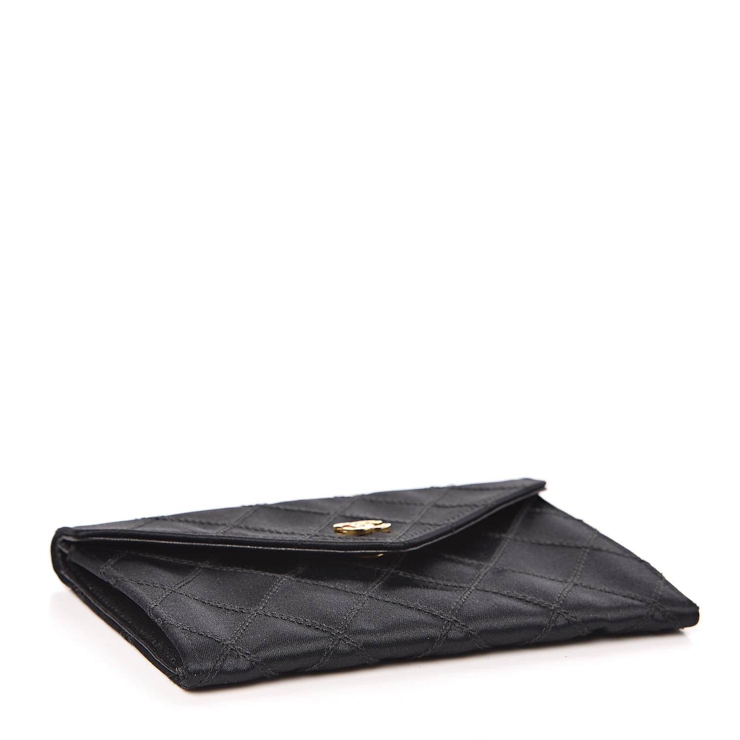 Chanel Satin Stitched Flap Card Case Black 4 of 9