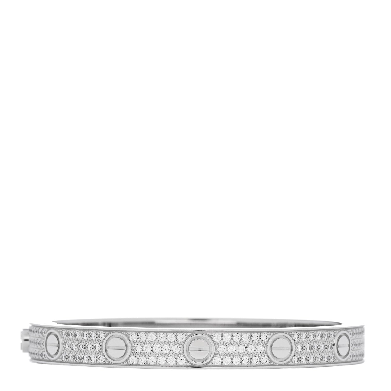 Cartier 18K White Gold Diamond LOVE Paved Bracelet 16 1 of 8